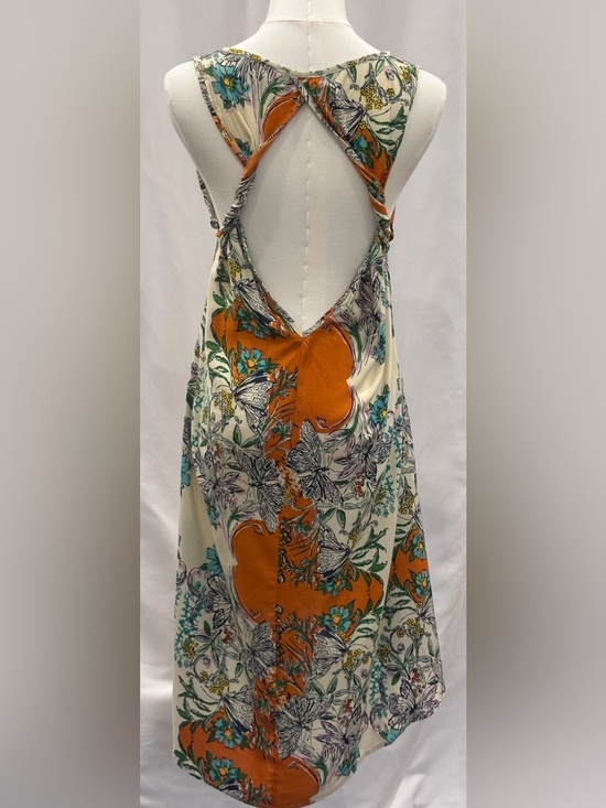 Angie Dresses & Skirts - Angie Cream and Orange Floral Midi Dress